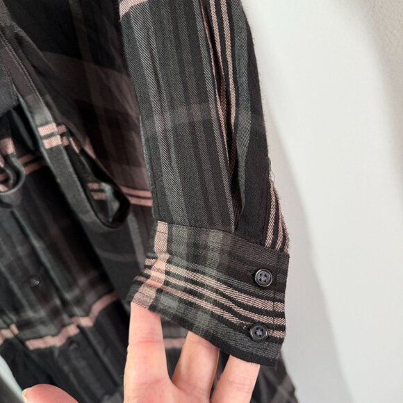 Universal Thread Plaid Flannel Button Down Dress Medium Belted Grunge Academia - Picture 9 of 13